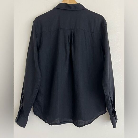 NWT Everlane The Relaxed Linen Long-Sleeve Shirt in Black Size S - Picture 4 of 12